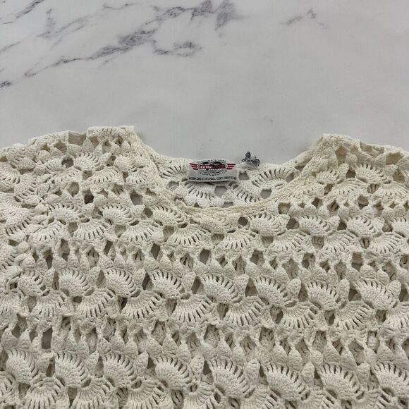 Extra Touch International Womens Vintage 90s Crochet Sweater One Size White Open - Picture 2 of 13